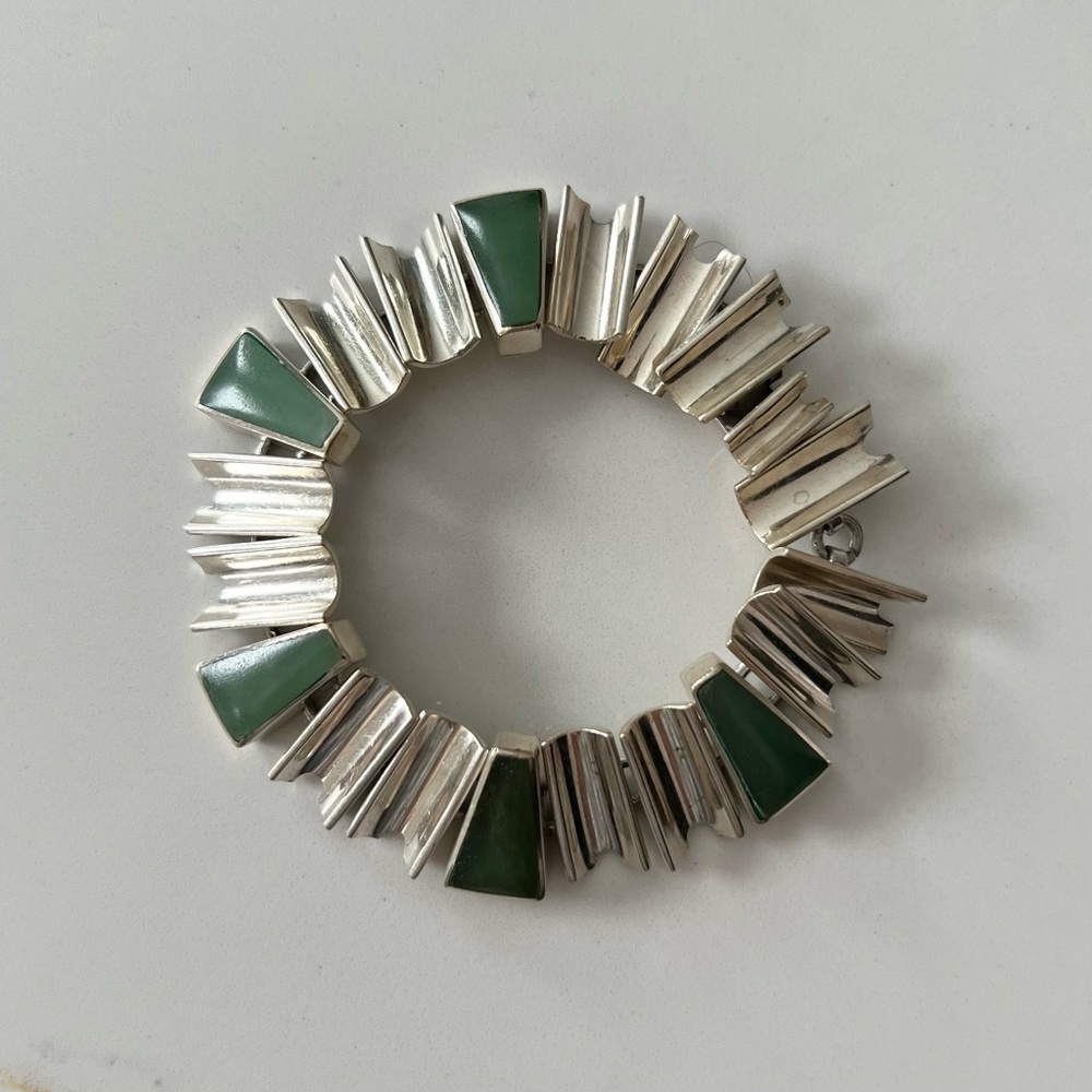 Taxco Mexico Sterling Silver Jade Bracelet